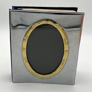 Vintage International Silver Co Photo Album With Silver & Brass Cover And Blue V
